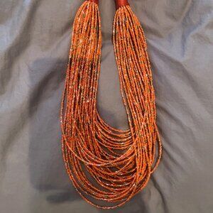 Zara Long Orange Beaded Necklace